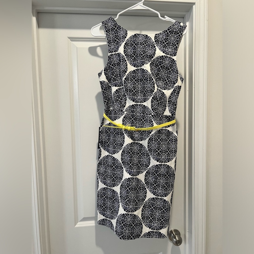 Vintage NWT The Limited White/Navy Shift Dress w/Green Belt Sz 6 Business Formal